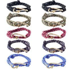 10pcs QingGear Handmade Paracord Adjustable Fish Hook Bracelet With Fish Hook Pendant Tactical Parachute Rope Bracelet Outdoor Gad5903270