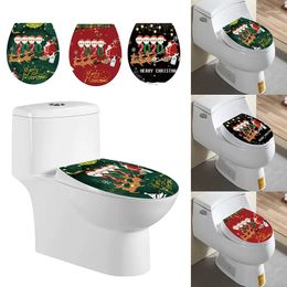 Toilet Seat Covers Sticker Creative Waterproof Christmas Refrigerator Bathroom Decoration Wall Stickers
