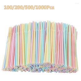 Disposable Cups Straws Plastic For Kitchen Graduate Party Striped Bendable Elbow Straw Drinking Event Alike Supplies Accessories