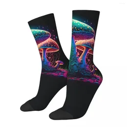 Men's Socks Neon Psychodelic Mushrooms Stuff Cosy Unisex Cycling Happy Street Style Crazy Sock