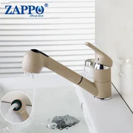 Bathroom Sink Faucets ZAPPO Wash Hair Faucet Single Handle Pull Down Kitchen Tap360 Degree Marble And Cold Water Mixer Tap