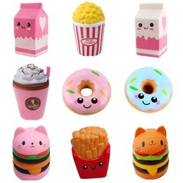 Jumbo Kawaii Squishy Toys Slow Rising Squeeze PU Popcorn Animals Anti Stress Relief Squishies Toy For Children Kids Xmas Gift 240410