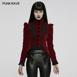 Women's Jackets PUNK RAVE Gothic Weft Velvet Jacket Exquisite Lace Decoration Fashion Warm Coats Women Clothes Spring/Autumn Outerwear