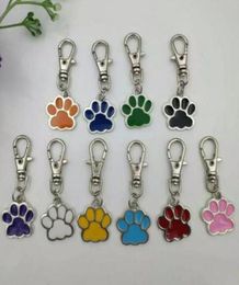 Mixed Color Enamel Cat Dog Bear Paw Prints Rotating Lobster Clasp Key Chain Keyrings For Keychain Bag Jewelry Making wjl40055637820