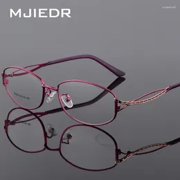 Sunglasses Frames MJIEDR Alloy Eyeglasses Ladies Elegant Oval Full Frame Glasses Metal Ultra Light Presbyopia Myopia Prescription Eyewear