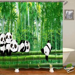 Shower Curtains Bathroom Waterproof Curtain 3D Cute Panda Animal Green Bamboo The Landscape Printed Polyester Home Decoration