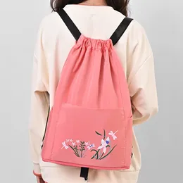 School Bags Women's Bag 2024 Elegant Light Backpack Leisure Embroidered Nylon Solid Large Capacity Fashion Student