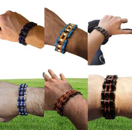 Punk Fashion Motor Motorcycle Chain Bracelet Black Blue Silver gold Orange Titanium Stainless Steel Men's Women Bicycle r Bracelet Bangle jewelry7031615