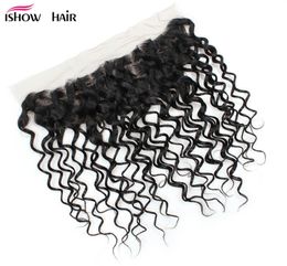 Ishow Frontal Lace Closure Brazilian Peruvian Malaysian Indian Virgin Human Hair for Women Girls All Ages Natural 828inch Water W9972907