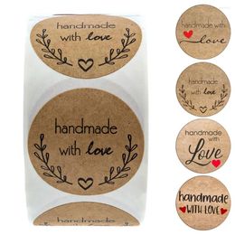 Gift Wrap Vintage Kraft Paper Stickers For Scrapbook Stationery Label Handmade With Love Thank You 500Pcs