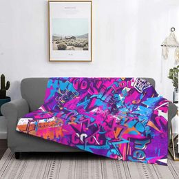 Blankets Curved Lines Street Art Graffiti Pattern Blanket Flannel Spring Autumn Cute Throw For Sofa Plush Thin Quilt