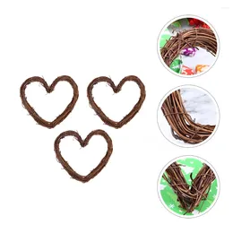 Decorative Flowers 3pcs Love Heart Christmas Rattan DIY Craft Projects Twig Grapevine Wicker Wreath Frame Garland Window Door Decor