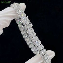 Fashion Jewellery Baguette Shape Design Tennis Chain Moissanite Diamond 925 Silver Hip Hop Luxury Bracelets for Unisex