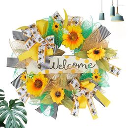 Party Decoration Sunflower Bee Wreath Decorative Summer Door Welcome Spring Flower