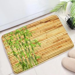 Bath Mats Green Bamboo Entrance Door Mat Ethnic Pattern Bathroom Rug Carpet Kitchen Room Decoration Products