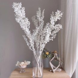 Decorative Flowers 50-60cm/50g Large White Dried Ruscus Leaves Bouquets Eucalyptus Natural Plant Home Decor Artificial Wedding Arrangement