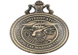 Steampunk Watches United States Special Warfare Command Quartz Pocket Watch Retro US Seals Necklace Chain FOB Clocks Gifts9174650