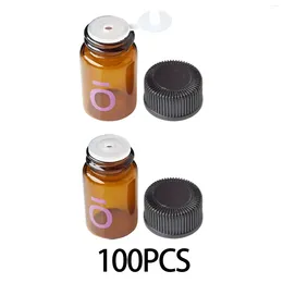 Storage Bottles 100Pcs Essential Oil Container Reusable Mini With Cap Amber Color Glass Vials