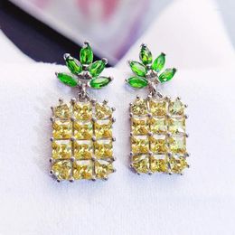 Dangle Earrings Natural Real Yellow Sapphire Drop Earring Luxury Ananas Style 0.2ct 24pcs Gemstone 925 Sterling Silver Fine Jewelry L243164