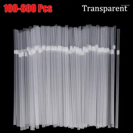 Disposable Cups Straws 100-600 Pcs Transparent Drinking Plastic Rietjes For Kitchenware Bar Party Beverage Cocktail Drink Straw