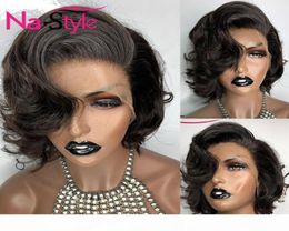 Short Bob Lace Front Wigs Preplucked Water Wave Wig Human Hair Brazilian 13x4 Lace Front Human Hair Wigs For Black Women 130Remy7086453