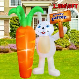 18M Giant Inflatable Toys Model with LED Lights Rabbit Easter Decoration Home Holiday Indoor Outdoor Yard Garden Decor Prop 240407