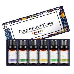 Essential Oils for Diffuser, Aromatherapy Oil Humidifier 6 Kinds Fragrance of Lavender, Tea Tree, Rosemary, Lemongrass, Orange