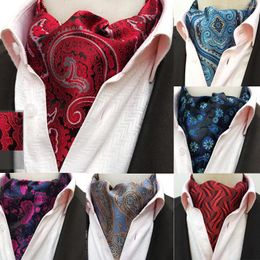 Bow Ties Fashion Luxury Men's Ascot Vintage Paisley Floral Jacquard Woven Silk Tie Self Cravat Necktie Scrunch British Style Gentleman