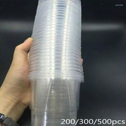 Disposable Cups Straws 200/300/500 Pcs Transparent Plastic Outdoor Picnic Tasting Cup Birthday Kitchen Party Tableware.