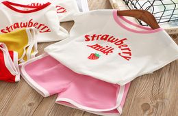 Summer Girls Sport Suits 2020 New Cotton Casual Kids Clothes for Girl White Tshirt Shorts 2pcs Children Clothing Set Tracksuits3367567