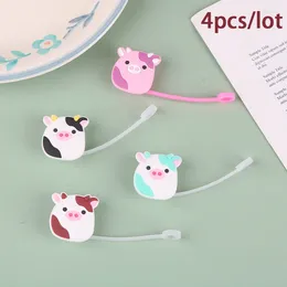 Baking Tools 4Pcs Cute Cartoon Cow Silicone Straw Tips Covers Cap Drinking Tip Lids Reusable Plugs Dishwasher Safe