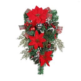 Decorative Flowers Christmas Swag 2024 Decoration Ornament Garland For Outside Indoor Windows Decorating Outdoor Stairs