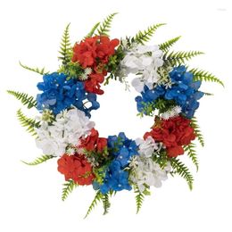 Decorative Flowers 67JB Independence Day Artificial Hydrangeas Front Door Wreath Hanger Simulations Decorations