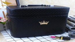 Women noble Crown big Capacity Professional Makeup Case Organizer High Quality Cosmetic Bag Portable Brush Storage box Suitcase5665027