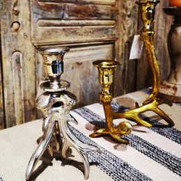 Candle Holders Gold Luxury Creative Holder European Wedding Metal Retro Jar Rustic Centerpieces Bougeoir Mariage Home Decor