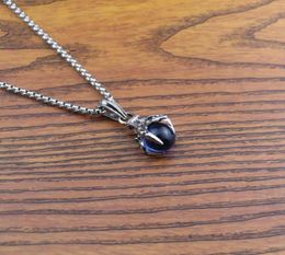 Pendant Necklaces Punk Style Jewelry Blue Black Dragon Bead Gothic Men Woman Necklace Silver Color Stainless Steel Chain5664191