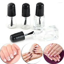 Storage Bottles 50pcs 3ml Transparent Glass Nail Polish Bottle Round Black Cap Art Container Portable Oil Refillable With Brush