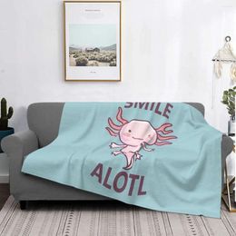 Blankets Smiling Baby Happy Axolotl Lover Blanket Fleece Summer Breathable Thin Throw For Bed Plush Quilt