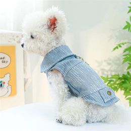 Dog Apparel Denim Cat Coat Boy&Girls Pet Clothes Jeans Clothing Puppy Sleeveless Vest Jacket For Small Dogs Chihuahua Pets Outfit XS