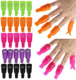 Plastic Nail Art Soak Off Cap Clip UV Gel Polish Remover Wrap Tool Nail Art Tips For Fingers 10Ppcsset 11 colors4415466