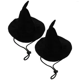 Dog Apparel 2 Pcs Elastic Pet Pointed Hat Costume Festival Headwear Polyester Caps Halloween