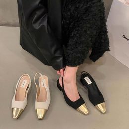 Dress Shoes Women's 2024 Fashion Square Toe Pumps Summer Closed Party Color Matching High Heels Women Block