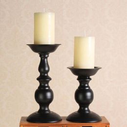 Candle Holders Metal Candlestick European Style Simple Romantic Black Table Centrepiece Event Wedding Decor Holiday Festival Party