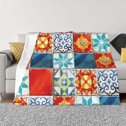 Blankets Colourful Azulejos Tiles From Azul Board Game Throw Blanket Extra Large Decorative Sofa Thin Plush