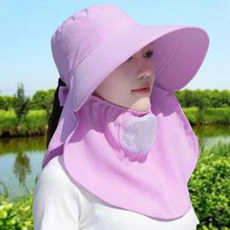 Berets Wide Brim Sun Hat Sunscreen And Shading UV Protection Women's Breathable Protect Neck Fishing Cap Outdoor Sports