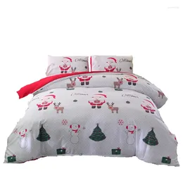 Bedding Sets Christmas Childhood Set Of 3 Pillowcase Bed Cover Quilt Santa Patterned Family El