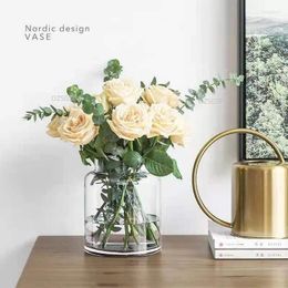 Vases Home Living Room Decoration Hydroponic Container Flower Arrangement Ins Simple Modern Geometric Transparent Glass Vase
