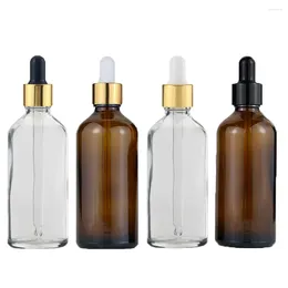 Storage Bottles 4pcs 100ml Gold Cap Dropper Bottle Glass Pipette For Perfume Essential Oil Reagent Liquid Cosmetic