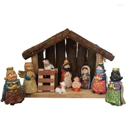 Decorative Figurines Christmas Nativity Scene Set Resin Sets And Figures Jesus Decorations For Home Office Indoor 10Pcs