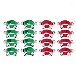 Party Supplies 16 Pieces Christmas Wrist Band Bells Red Green Bracelets Bell Hand For Kids